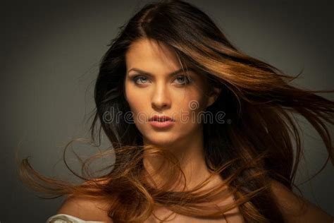 Brunette Woman With Brown Eyes Stock Photo Image Of Looking Vogue