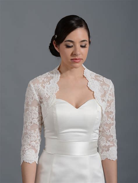 3 4 sleeve bridal alencon lace bolero jacket lace 074