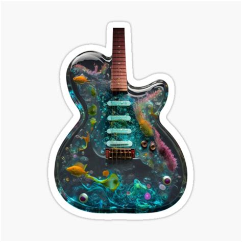 Aqua Guitar Sticker For Sale By Checotun Redbubble