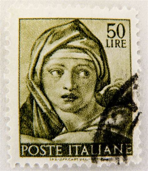 Beautiful Old Italian Stamp Italy 50 Lire Sybila Delfica Poste Italiane Postzegel Briefmarke