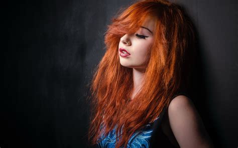 Women Piercing Model Face Lipstick Portrait Pierced Nose Redhead