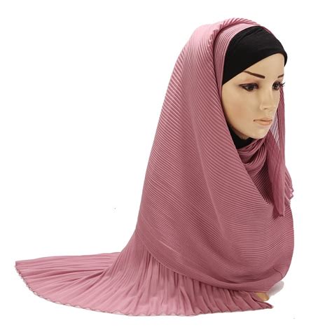 High Quality Pearl Hijab Chiffon Fold Stripe Package Scarf Maam Hijabs Scarves Muslim Islamic