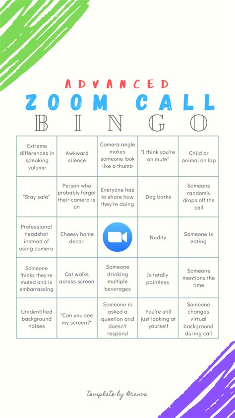 Advanced Zoom Call Bingo Zoom