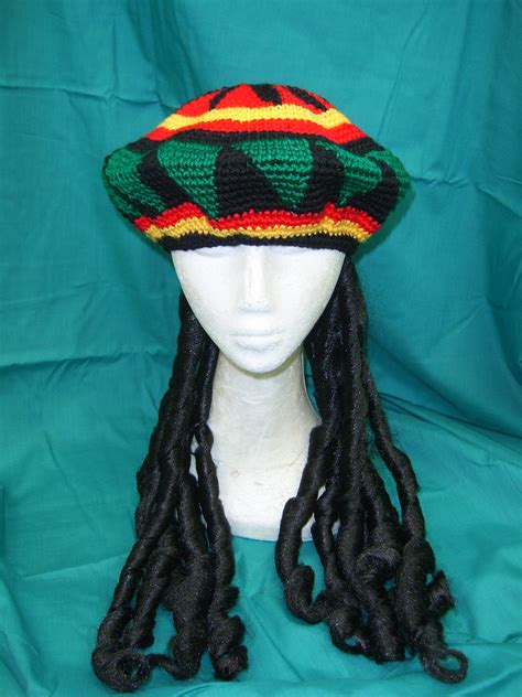 Bob Marley Rasta Beanie Hat With Dreadlocks Wig