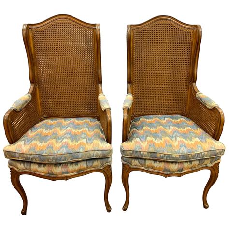 ✅ free shipping on many items! Pair of Vintage French Cane Wing Back Chairs For Sale at ...