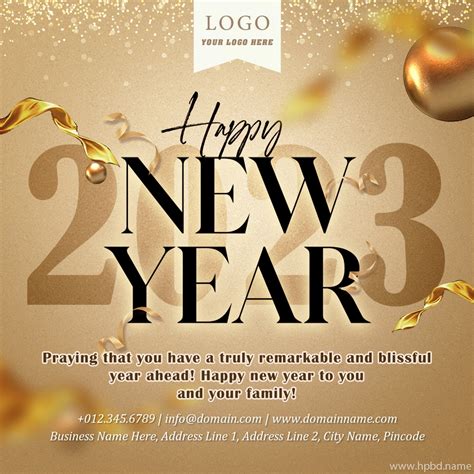 Luxury Golden Happy New Year 2023 Wishes With Company Logo