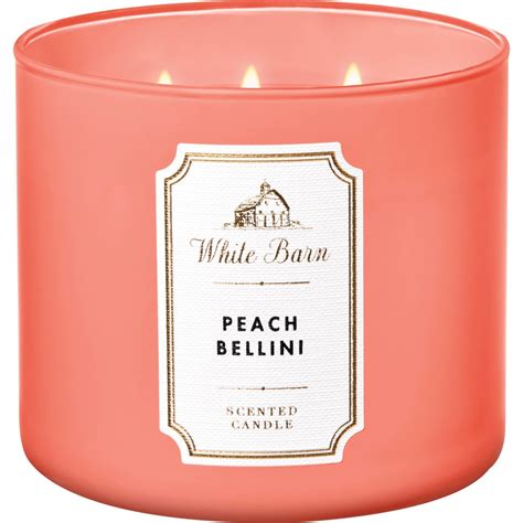 View all shower gels bath products. Bath & Body Works White Barn Peach Bellini 3 Wick Candle ...