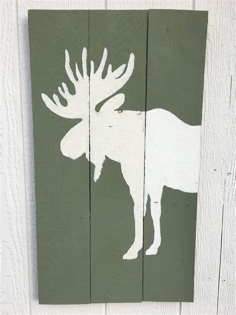 Moose Cabin Decor Reclaimed Wood Signs Wood Wall Art Pallet Etsy