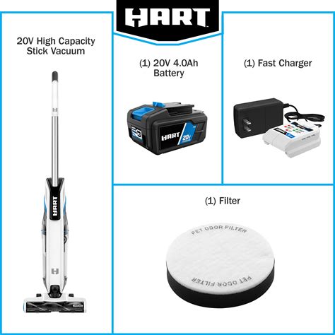 Hart 20 Volt High Capacity Cordless Stick Vacuum Kit W 40ah Battery