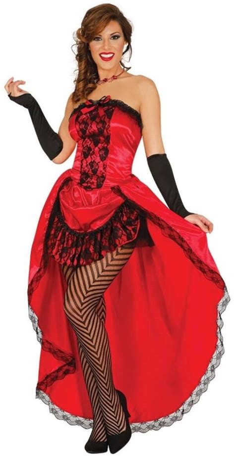 ladies red wild west showgirl saloon girl burlesque fancy dress costume papootz halloween