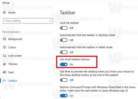 How To Enable Disable The Use Small Taskbar Buttons Option In Windows 10
