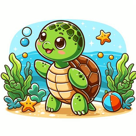 Premium Vector Cute Turtle Cartoon Vector On White Background