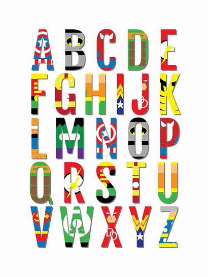 Superhero Nursery Alphabet Abc Superheroes Prints Avengers