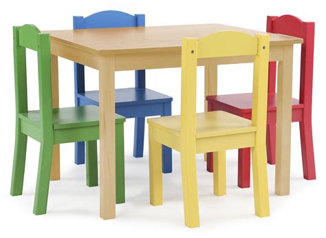 Tot Tutors Kids Wood Table And 4 Chairs Set Naturalprimary Primary