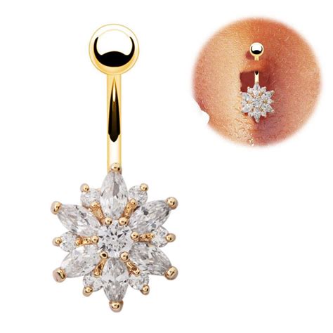 Stainless Steel Crystal Rhinestone Belly Button Ring Belly Button