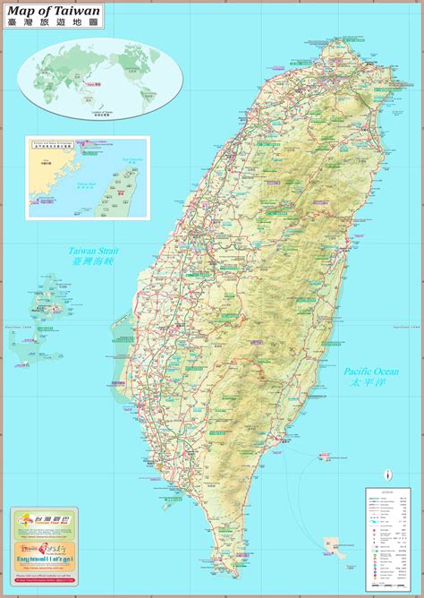 Regions list of taiwan with capital and administrative centers are marked. Large detailed tourist map of Taiwan with cities and towns
