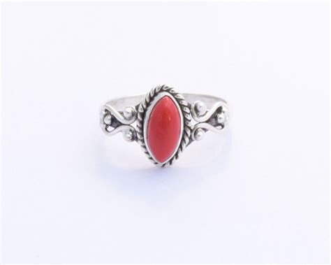 Coral Stone Ring Rings For Women 925 Sterling Silver Ring Etsy Canada