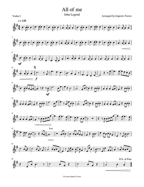 All Of Me Violin I Sheet Music For Violin Solo