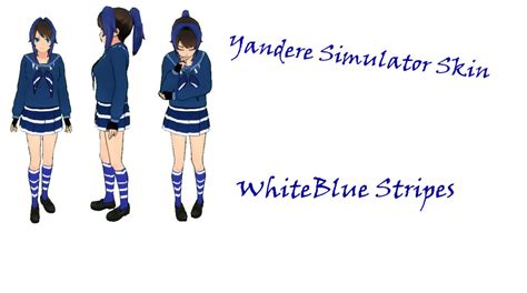 Yandere Simulator Skin Whiteblue Stripes By Kobatochan09 On Deviantart