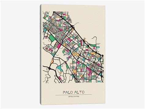 Palo Alto California Map Art Print By Ayse Deniz Akerman Icanvas