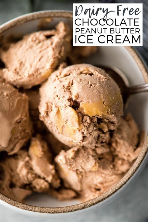 Chocolate Ice Cream In A Bowl With A Spoon On The Side And Text Overlay