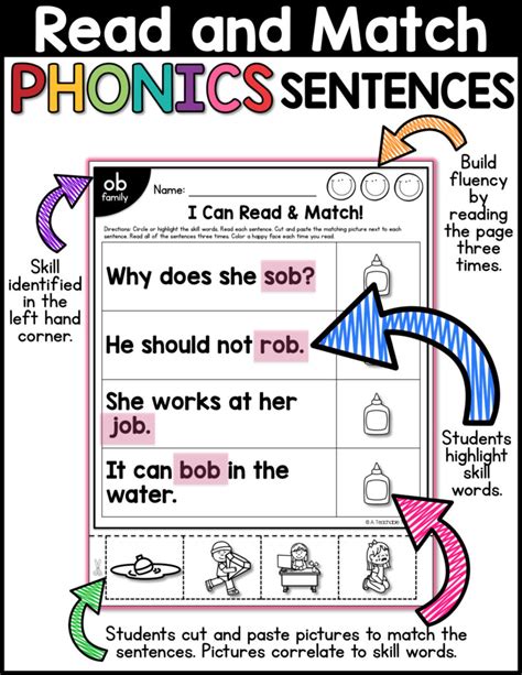 read and match phonics sentences bundle a teachable teacher