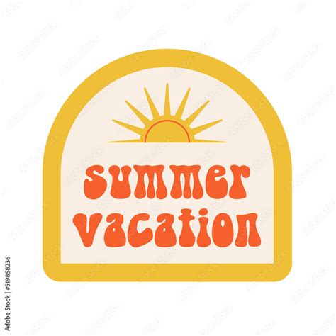 Vector Illustration Summer Vacation With Sunset Decorative Element In The Retro Style Of The