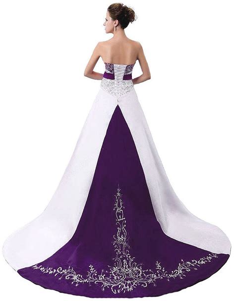 Ball Gown Purple And White Wedding Dresses Wedding Gown