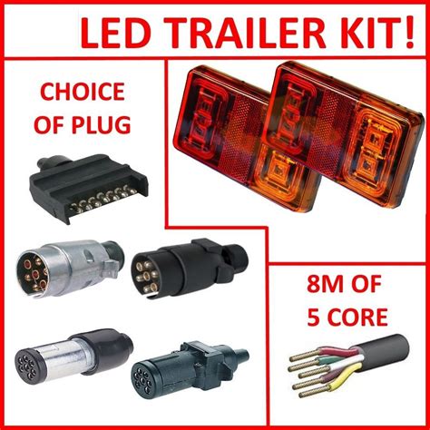 Need a trailer wiring diagram? PAIR OF LED TRAILER LIGHTS, 1 X PLUG, 8M X 5 CORE WIRE KIT REWIRE COMPLETE - Whitevision
