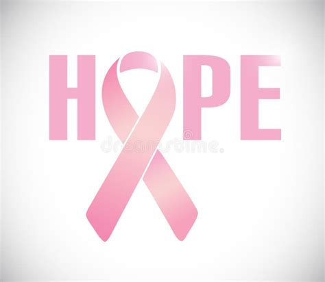 Hope Sign And Pink Cancer Ribbon Illustration Stock Illustration
