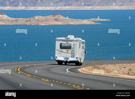 Motorhome On Highway At Lake Mead National Recreation Near Las Vegas