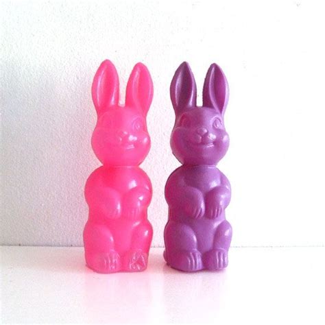 2 Vintage Easter Bunny Pink Plastic Candy Container Figurines Etsy