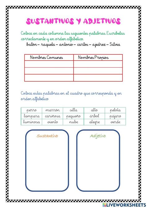 Sustantivos Y Adjetivos Online Worksheet For Primero De Primaria