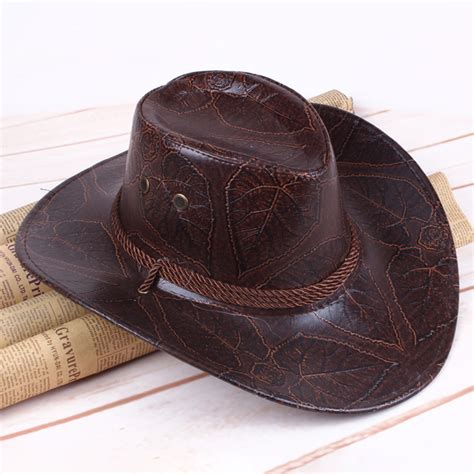 Men Women Western Artificial Leather Cowboy Knight Hat Outdoor Wide