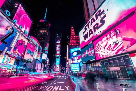 50 New York City Night Time Pink 
