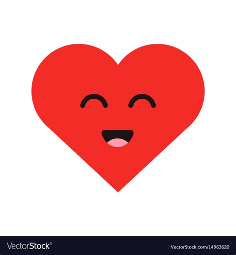 Cute Cartoon Emoticon Happy Heart In Modern Flat Vector Image