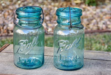 Blue Mason Vintage Blue Ball Mason Vintage Mason Jar Blue Mason Jar Glass Lid Glass Lid Mason