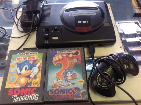 Original Sega Genesis 16 Bit Console And 2 Sonic The Hedgehog Games