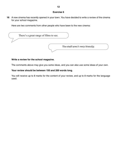 how to write a past paper review question in cambridge igcse english as a second language 0510