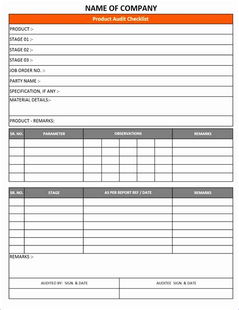 6 Audit Checklist Template Excel Excel Templates