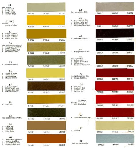 Chevy Truck Paint Color Chart