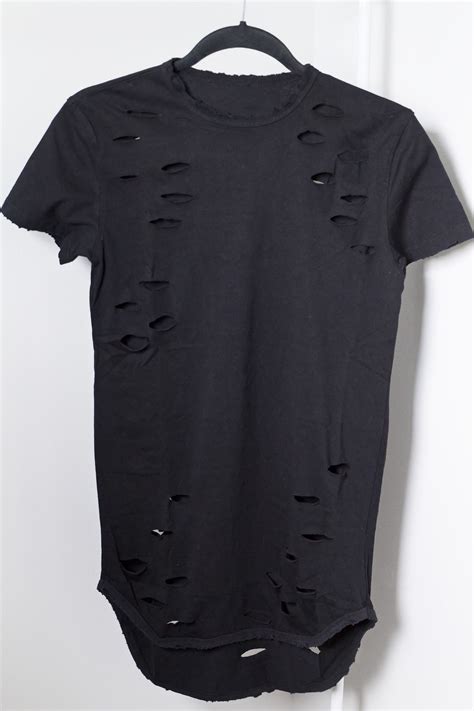 Distressed Long Black Tee Distressed Outfit Ripped Shirts Clothes