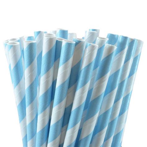 Baby Blue Stripe Paper Straws 50 Pack Iced Jems Shop