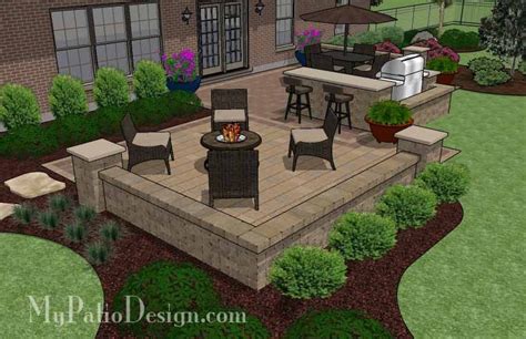 Explore outdoor living space ideas with belgard. 665 sq. ft. - Contrasting Paver Patio Design with Grill ...
