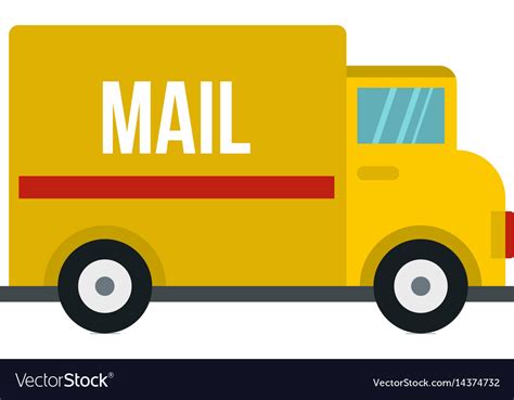 Yellow Mail Truck Icon Isolated Royalty Free Vector Image