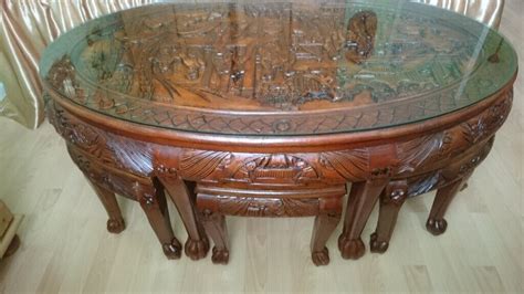Oriental Carved Coffee Table Oriental Carved Mahogany Long Coffee