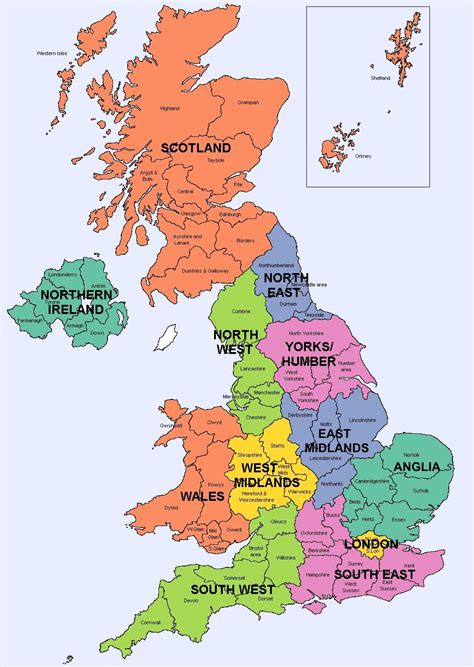 Can you name the ceremonial or geographic counties of england? Map of Regions | Map of great britain, Map of britain ...
