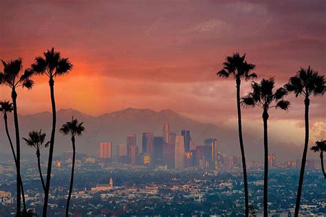 Cityscape Of La The Downtown Los Angeles Skyline Photo Background And