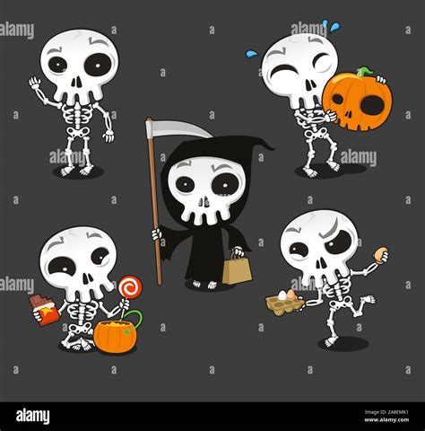 Halloween Skeleton Vector Cartoon Illustration Stock Vector Image And Art Alamy