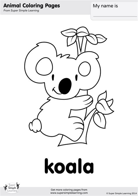 Print a koala coloring page for your little australia and eucalyptus fans. Koala Coloring Page - Super Simple